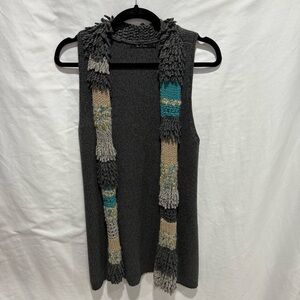 Nic + Zoe Knit Sweater Vest Cardigan Fringe Hem Women’s Small Festival Layering